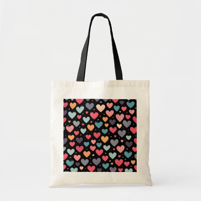 Tote Bag Coeurs colorés Saint Valentin (Devant)