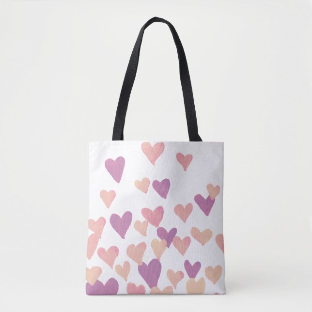 Tote Bag Coeurs d'aquarelle de la Saint-Valentin - rose pas (Devant)