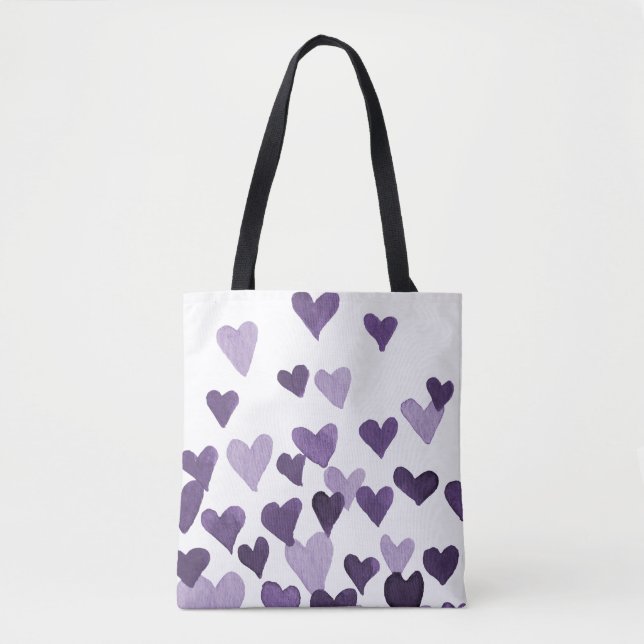 Tote Bag Coeurs d'aquarelle de la Saint-Valentin - ultra vi (Devant)
