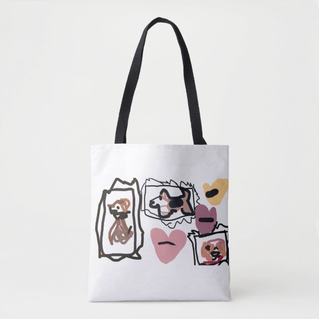 Tote Bag Cœurs de beagle  (Devant)