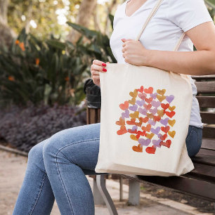 Tote Bag Coeurs de fusion d'aquarelle - rétro