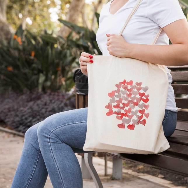 Tote Bag Coeurs de la Saint Valentin - rouge et gris (Créateur téléchargé)