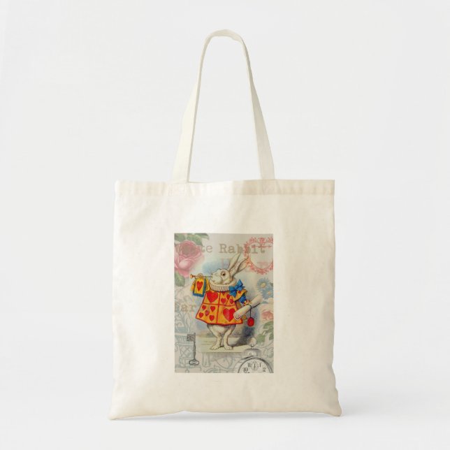 Tote Bag Cœurs de Lapin Blanc Alice Classique (Devant)