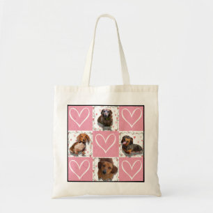 Tote Bag Coeurs de surface Motif avec collage photo personn