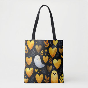 Tote Bag Coeurs d'or et fantômes