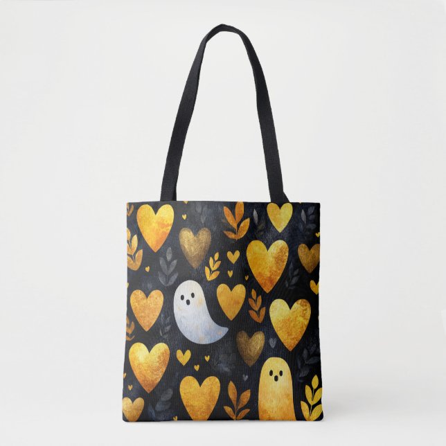 Tote Bag Coeurs d'or et fantômes (Devant)