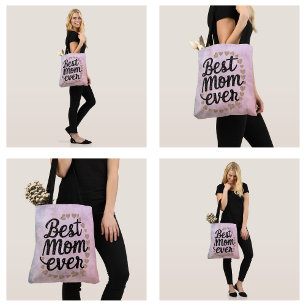 Tote Bag Cœurs Dorés Écriture Tendance Meilleure Maman Jama