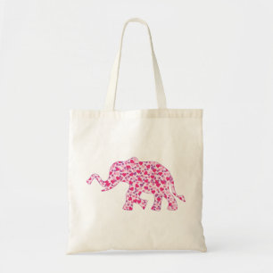 Tote Bag Coeurs-éléphants-roses (1)
