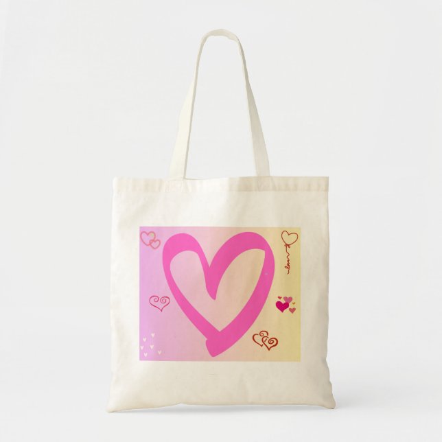 Tote Bag Coeurs En Gradient Rose (Devant)