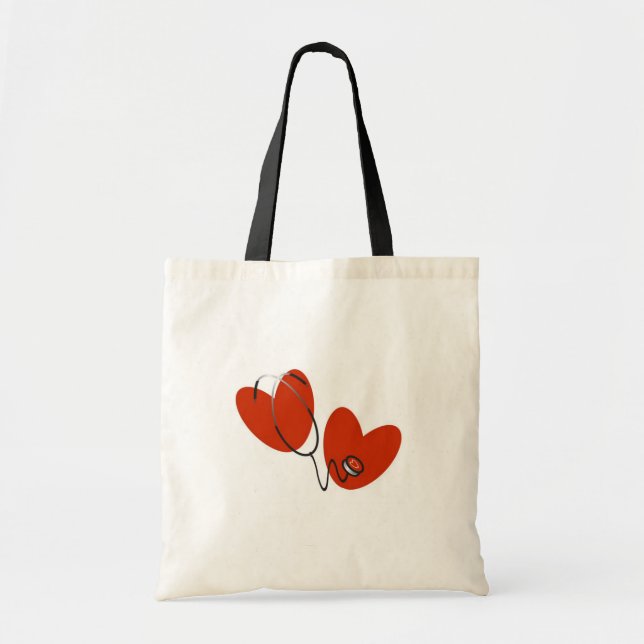 Tote Bag Coeurs et T-shirts et cadeaux de stéthoscope (Devant)