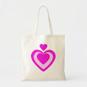TOTE BAG CŒURS FUCHSIA ROSE CLAIR