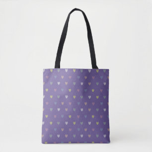 Tote Bag Coeurs minuscules polka sur violet violet Ultra vi