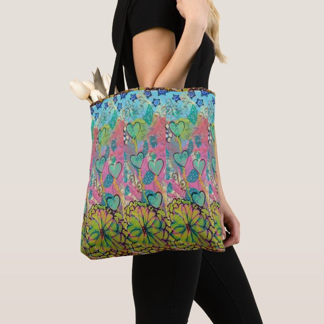 Tote Bag Coeurs multimédia mixtes (De près)