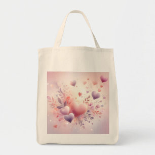 Tote Bag Cœurs pastel fantaisistes Amour floral romantique
