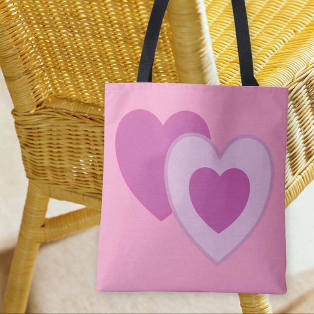 Tote Bag Coeurs pastel rose violet (Créateur téléchargé)