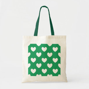 Tote Bag Coeurs polka blanc sur Kelly green