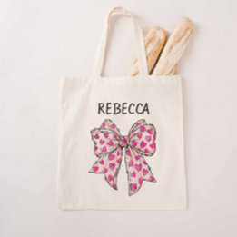 Tote Bag Coeurs roses chauds Coeurs Coquette Bow