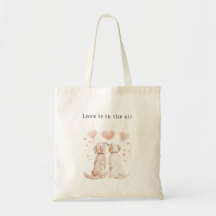 Tote Bag Cœurs roses chiens blancs aiment XOXO