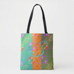 Tote Bag Coeurs Roses colorés Avec Son Nom Jette Oreiller