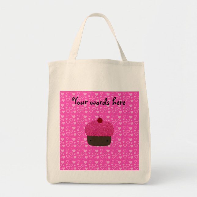 Tote Bag Coeurs roses de rose de petit gâteau de parties (Devant)