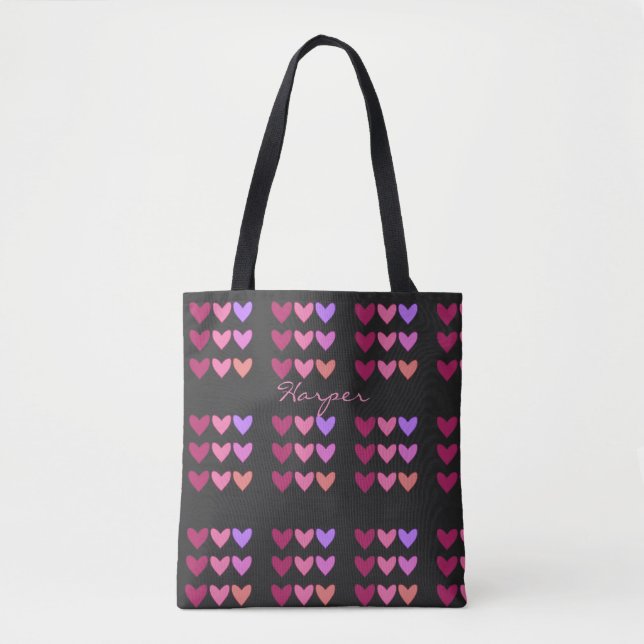 Tote Bag Coeurs roses et colorés modernes (Devant)