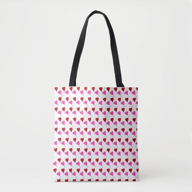 Tote Bag Coeurs rouges roses (Devant)