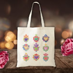 Tote Bag COEURS SACRÉS, COULEUR D'EAU, mexique, folle mexic<br><div class="desc">COEURS SACRÉS,  WATERCOLOR,  mexique,  folle mexicaine,  artisanat mexicain,  coeur mexicain,  catholique,  croix,  coeurs</div>