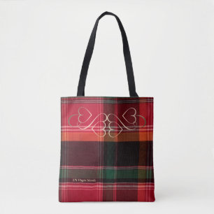 Tote Bag Coeurs verts rouges de remous d'or de Madras