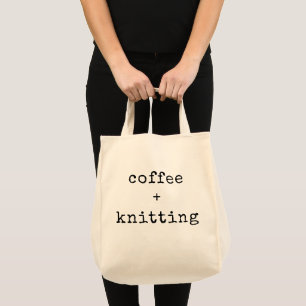 Tote Bag Coffee and Knitting Editable Text for Knitters