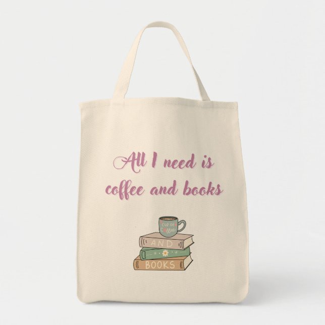 Tote Bag Coffee love book lover bag (Devant)