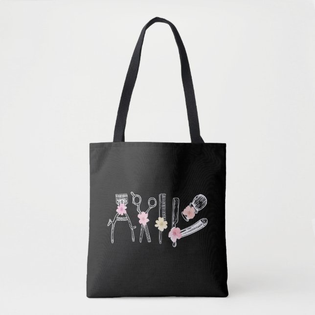 Tote Bag Coiffeur floral coiffeur coiffeur Barbier Outils F (Devant)