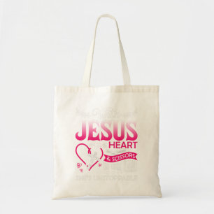 Tote Bag Coiffeur Jésus dans le ciseau de coeur Coeur coiff