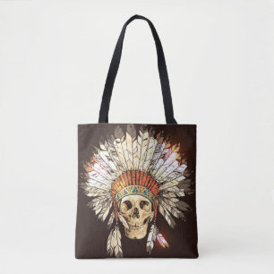 Tote Bag Coiffure Amérindienne Tirée À La Main Avec H