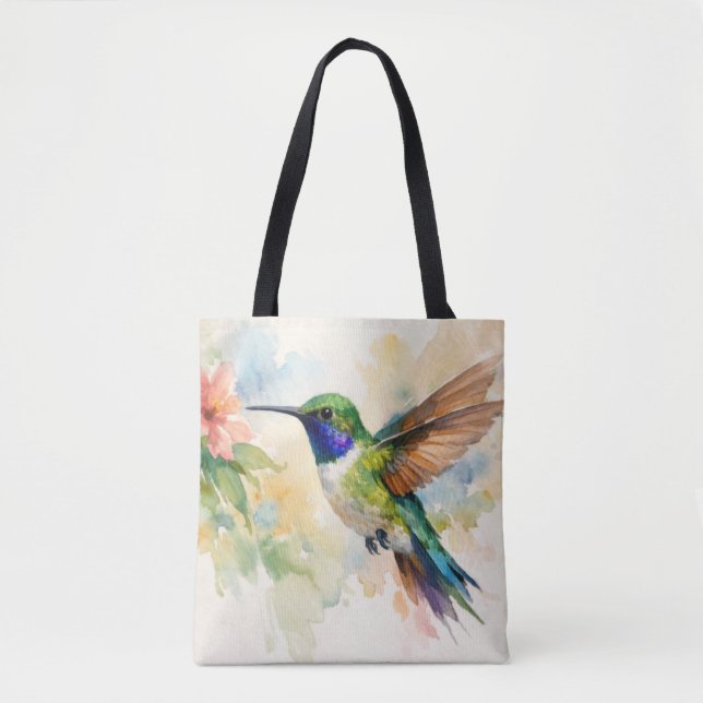 Tote Bag Colibri à l'aquarelle (Devant)