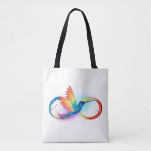Tote Bag Colibri arc-en-ciel avec symbole Infinity