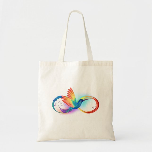 Tote Bag Colibri arc-en-ciel avec symbole Infinity (Devant)