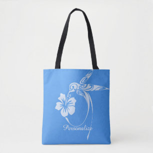 Tote Bag Colibri bleu & blanc simple et élégant
