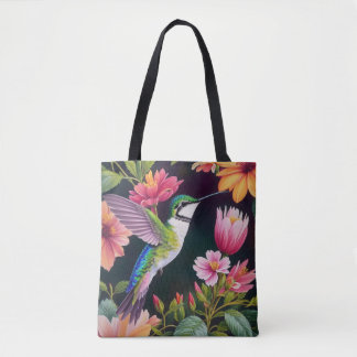 Tote Bag Colibri coloré Floral