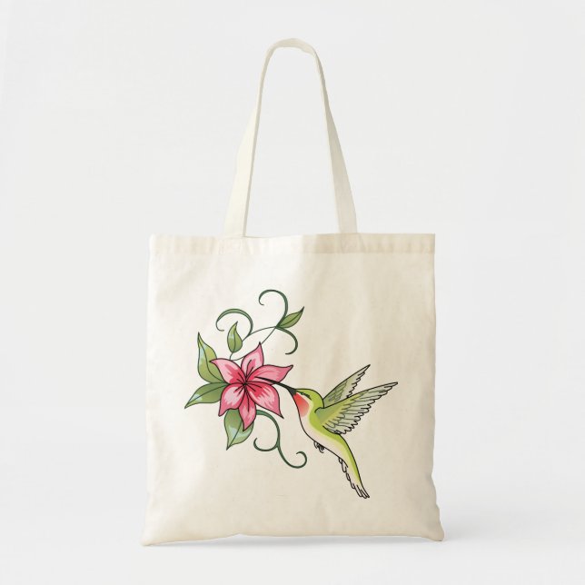 Tote Bag Colibri et fleurs (Devant)