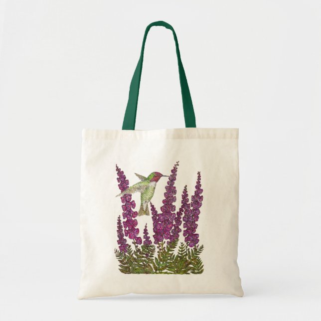 Tote Bag Colibri et Foxglove d'Anna (Devant)