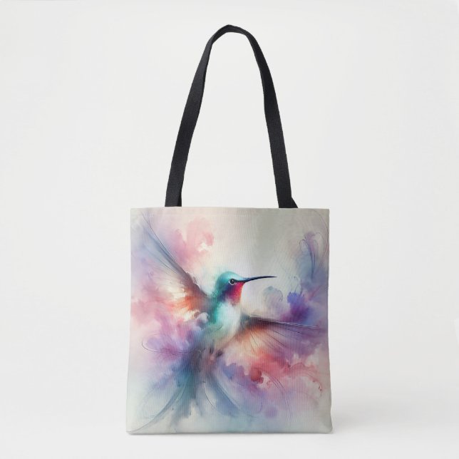 Tote Bag Colibri gracieux en aquarelle (Devant)