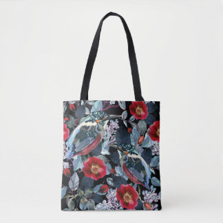 Tote Bag Colibri noir et rouge