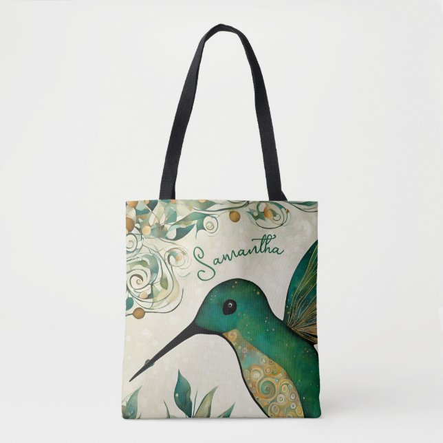 Tote Bag Colibri vert personnalisé (Devant)