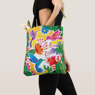 Tote Bag Colibris et cactus en fleurs