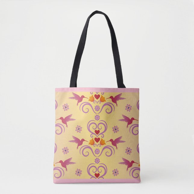Tote Bag Colibris et coeurs (Devant)