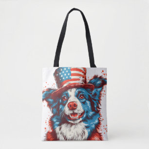 Tote Bag Colie frontière avec un casquette américain