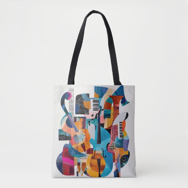 Tote Bag collage Abstrait des instruments de musique (Devant)