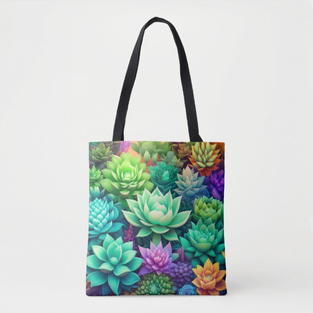 Tote Bag Collage Aloe Vera et Succulents (Devant)