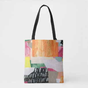 Tote Bag Collage art, moderne coloré abstrait.