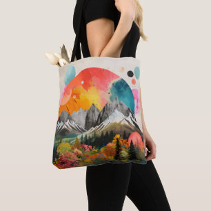 Tote Bag Collage coloré des montagnes